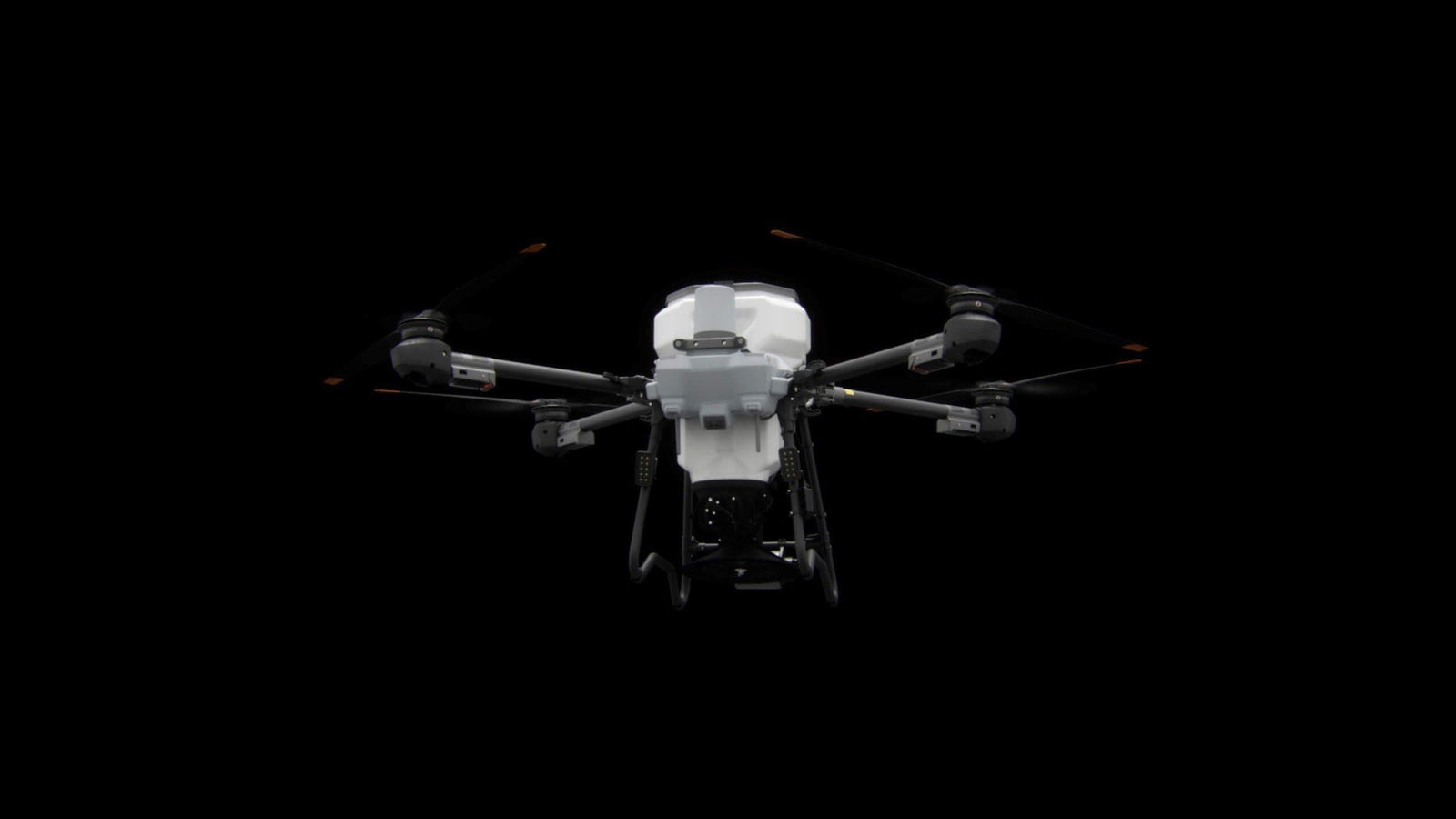 Frente do drone agrícola DJI Agras T25P com câmera e sensores
