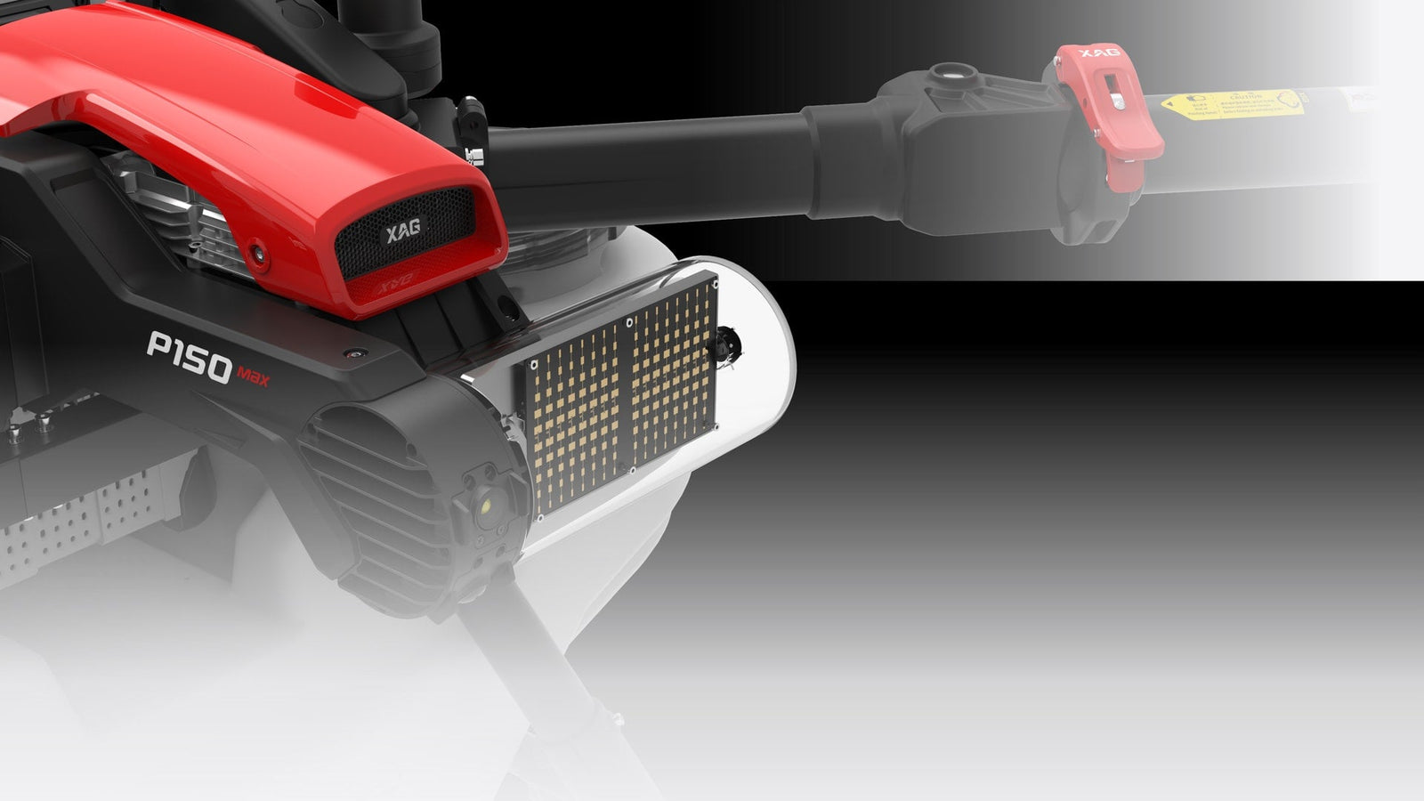 Detalhe eletrônico do drone agrícola XAG P150 Max